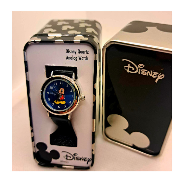 NIB - Beautiful Blue Mickey Mouse with stainless face Blue leather Band - Picture 1 of 8
